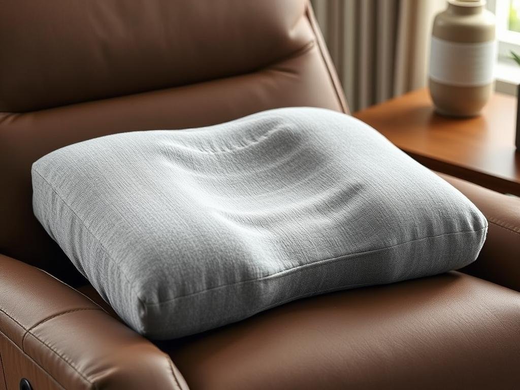 Large Memory Foam Lumbar Support Pillow for Recliner showing its ergonomic design for back pain relief