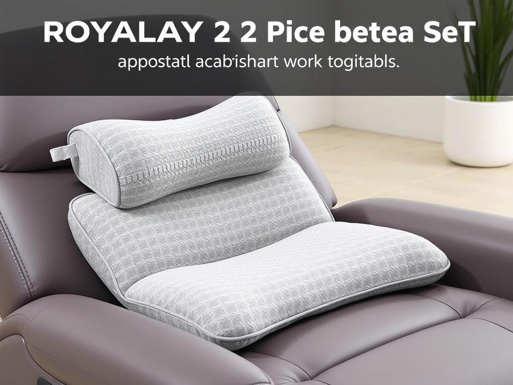 ROYALAY 2-piece set with neck pillow and lumbar support for recliners showing both components